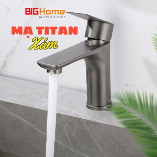 Vòi lavabo, vòi nóng lạnh inox mạ Titan Cao Cấp,Vòi lavabo inox mạ titan xám nóng lạnh thân trụ cao cấp [ Giá Sỉ