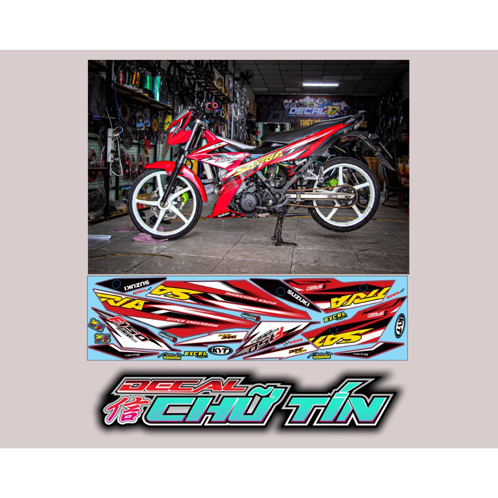 TEM CHẾ SATRIA ĐỎ CANDY - TEM SATRIA KIỂNG ĐẸP ĐỎ CANDY - TEM SATRIA ĐẸP 