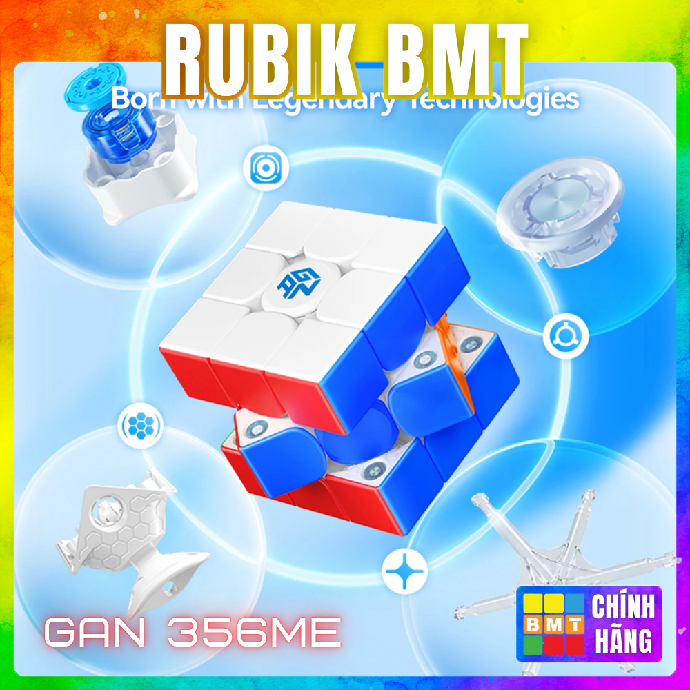 Rubik 3x3 Gan 356 ME Stickerless, Rubik 3x3 Gan356me Cao Cấp 2023 Có Nam Châm - RUBIK BMT