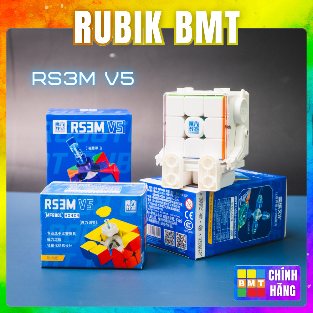 Rubik 3x3 Moyu RS3m V5 Magnetic Ballcore UV 2023, Rubik Có Nam Châm, Rubik 3x3x3 Giá Rẻ - Rubik BMT