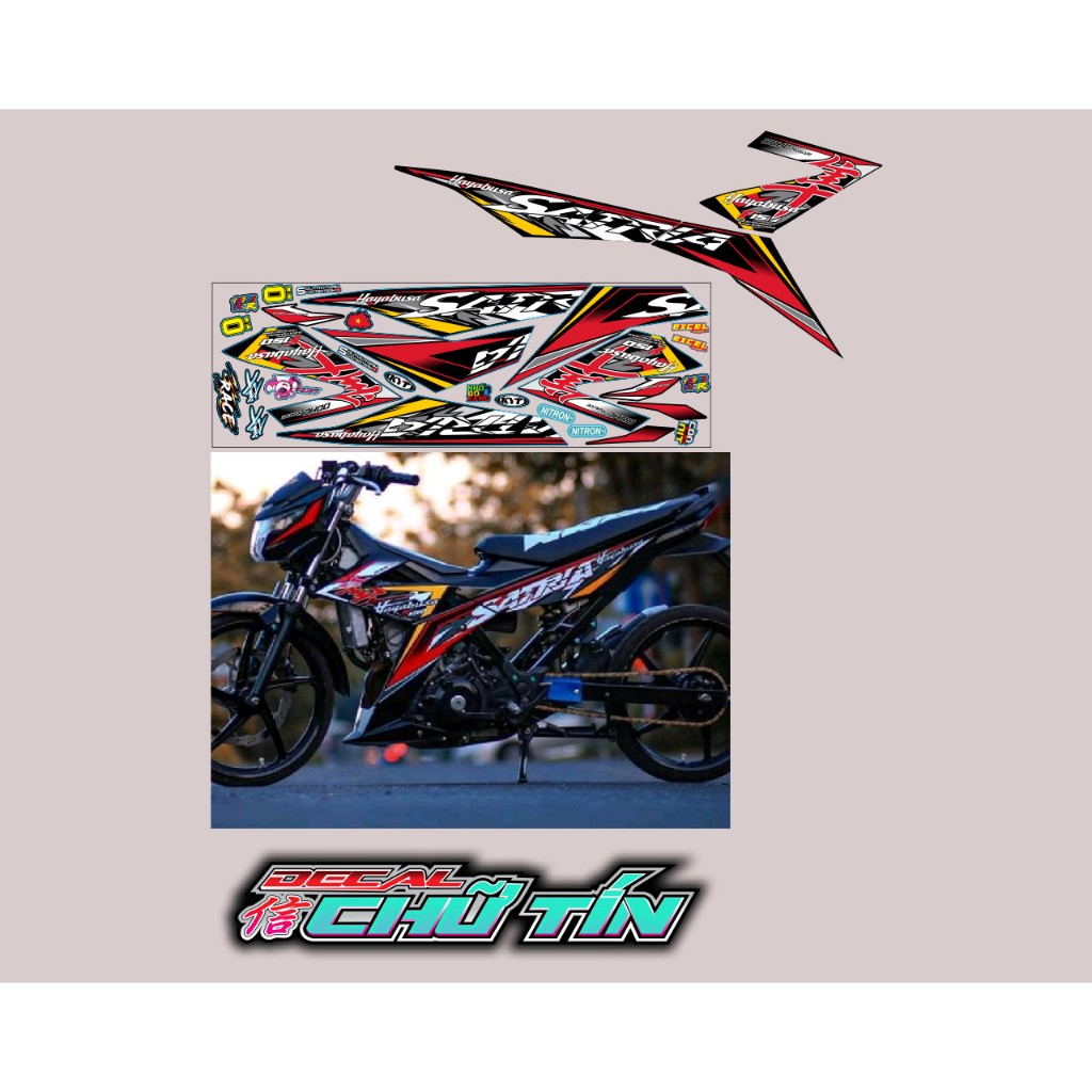 TEM SATRIA ĐỎ CANDY - TEM KIẾNG SATRIA - TEM CHẾ SATRIA DÁN XE ĐỎ 