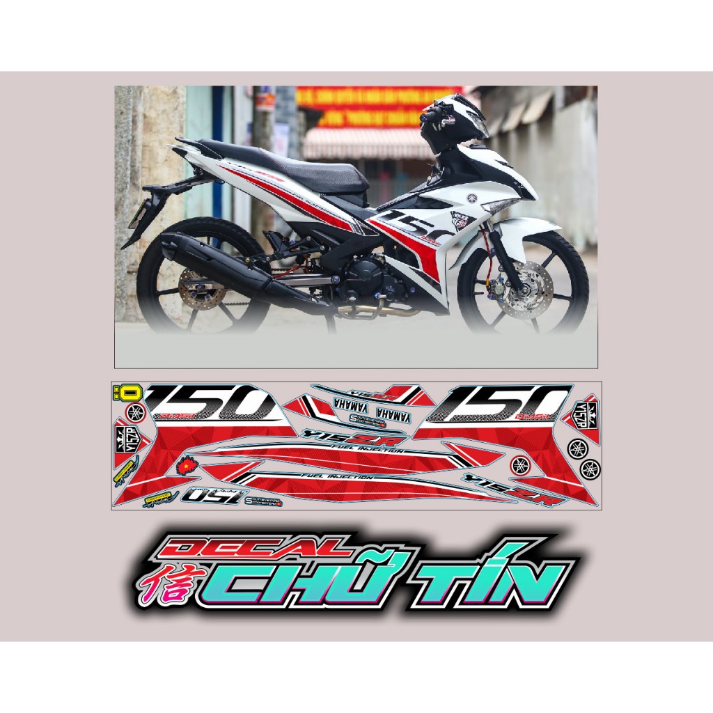 TEM Y15ZR TRẮNG ĐỎ - TEM CHẾ EXCITER TRẮNG ĐỎ - TEM EXCITER Y15ZR XE TRẮNG 