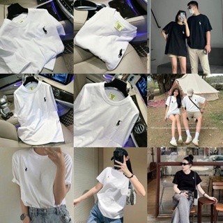  Áo phông nữ cotton khô thêu ngựa cổ tròn form rộng hàng mới ra 