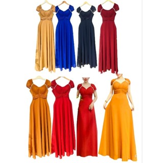 Đầm dạ hội trung niên đi tiệc vải voan chiffon cao cấp thiết kế tay con đính dây đá áo xếp ly nhấn eo trẻ trung sang đẹp