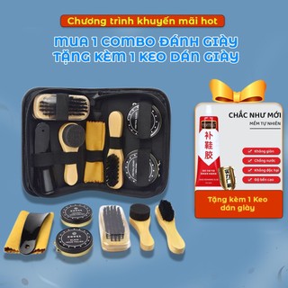 Bộ xi đánh giày 7 dụng cụ kèm xi đánh giày cao cấp tiện lợi chăm sóc vệ sinh giày
