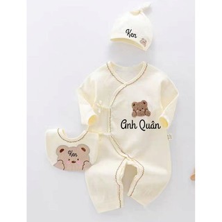 Combo thêu tên cho bé body+ nón+ yếm thêu tên cho bé thêu yêu cầu.