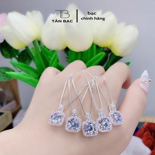 dây chuyền bạc 925 , mặt đá vuông hót trend hàn quốc - TÂN BẠC STORE