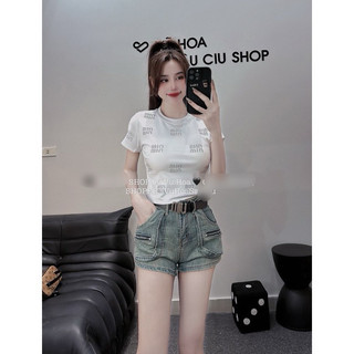 Áo tay ngắn bozip ép đá chữ meo meo ly