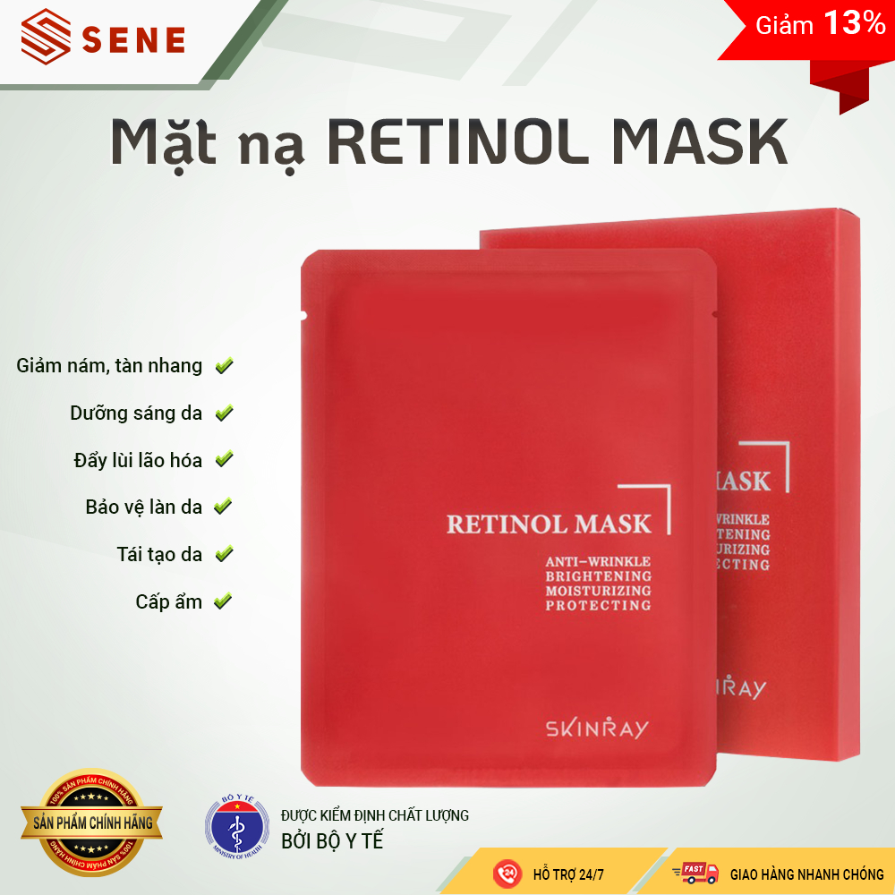 Mặt mạ Retinol Mask Skinray giảm nám và tàn nhang, tái tạo da đẩy lùi lão hóa, cấp ẩm dưỡng sáng da
