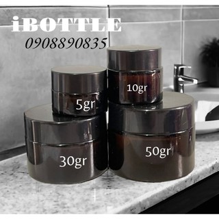 Hủ thuỷ tinh nâu nắp đen nhiều size