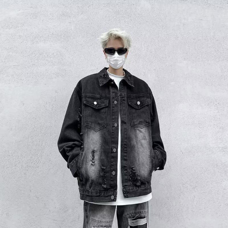 Áo Khoác Jeans Denim Jacket Unisex Gray Black