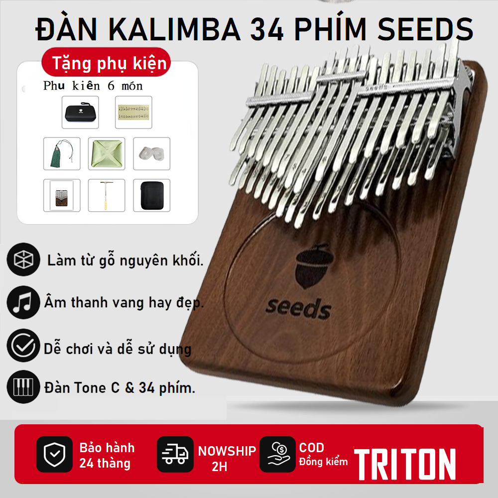 Đàn Kalimba TRITON S41K -34 Phím Chuyên Nghiệp SEEDS HẠT GIỐNG KALIMBA- Thump Piano Acoustic Finger Chromaric