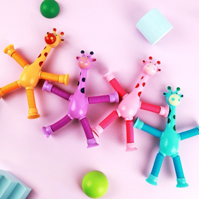 [Set 2]Đồ chơi lò xo hươu cao cổ, hươu cao cổ kéo dài có đèn LED cho bé