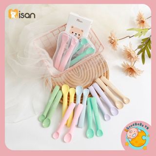 Thìa ăn dặm silicon cho bé Misan, muỗng ăn dặm uốn cong đa chiều 2 giai đoạn từ 4 tháng Goodbabyvn
