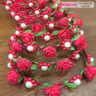Cài tóc bé gái đính hoa hồng đỏ xinh xắn - cài bé gái - phụ kiện cho bé - cài hoa cho bé - cài hoa bé gái Avalyakids