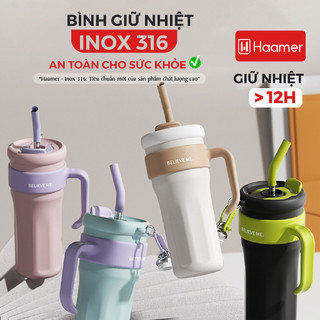  Bình giữ nhiệt Haamer Chất liệu Inox 316 An toàn thực phẩm Cốc giữ nhiệt đến 12 tiếng Dung tích lớn 1250ml - B014 
