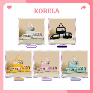 Túi đựng mỹ phẩm du lịch da PU 3 size 5 màu chống nước thiết kế quai xách thời trang KORELA TMP25
