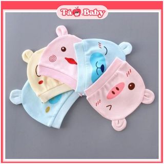 Mũ sơ sinh tai thỏ cotton cao cấp in hình ngộ nghĩnh cho bé trai gái MU02