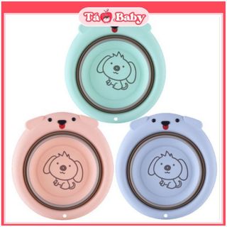 Chậu tắm rửa mặt gấp gọn cho bé silicon hình cún đa năng tiện lợi CHAU01