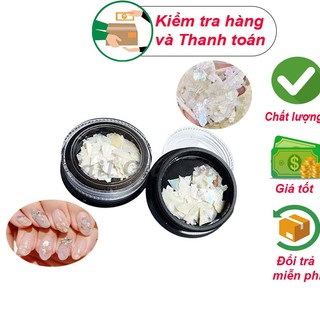 Xà cừ trắng ngọc trai lẻ hũ trang trí móng nail