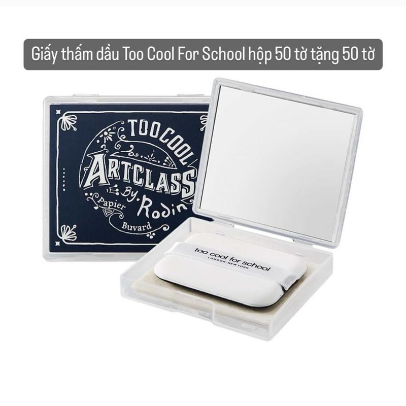 [Đủ bill] Giấy thấm dầu too cool for school ( 50 miếng + 50 miếng + bông mút)