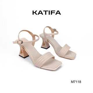 Giày cao gót quai bản sandal gót tam giác 7p Katifa M7118 - Bảo hành 24 tháng