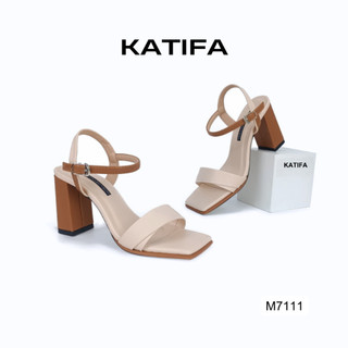 Giày sandal cao gót đế vuông 7p phối màu MITA KATIFA M7111 - BH 02 năm