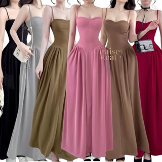 [MAISEY 1455] Đầm maxi 2 dây cúp ngực tùng xoè dài đi biển – thun gân cao cấp, quyến rũ