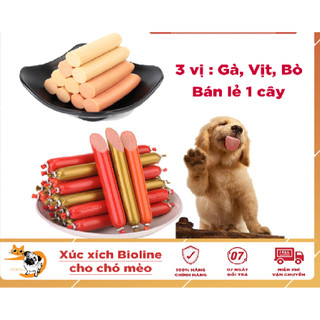Xúc xích ăn vặt cho Chó Mèo - Bioline vị Bò - Gà - Cá - Giàu Vitamin và Đạm -Tăng cường khả năng hấp thu chất dinh dưỡng