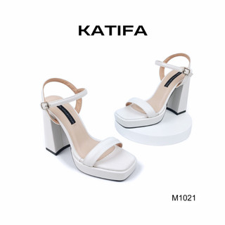 Giày cao gót đế vuông sandal quai ngang 10p đế đúp 3cm KATIFA M1021 - lỗi 1 đổi 1