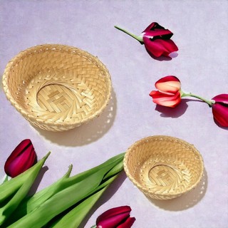 Bát tre, khay tre rổ tre đan dùng đựng vật dụng, trang trí
