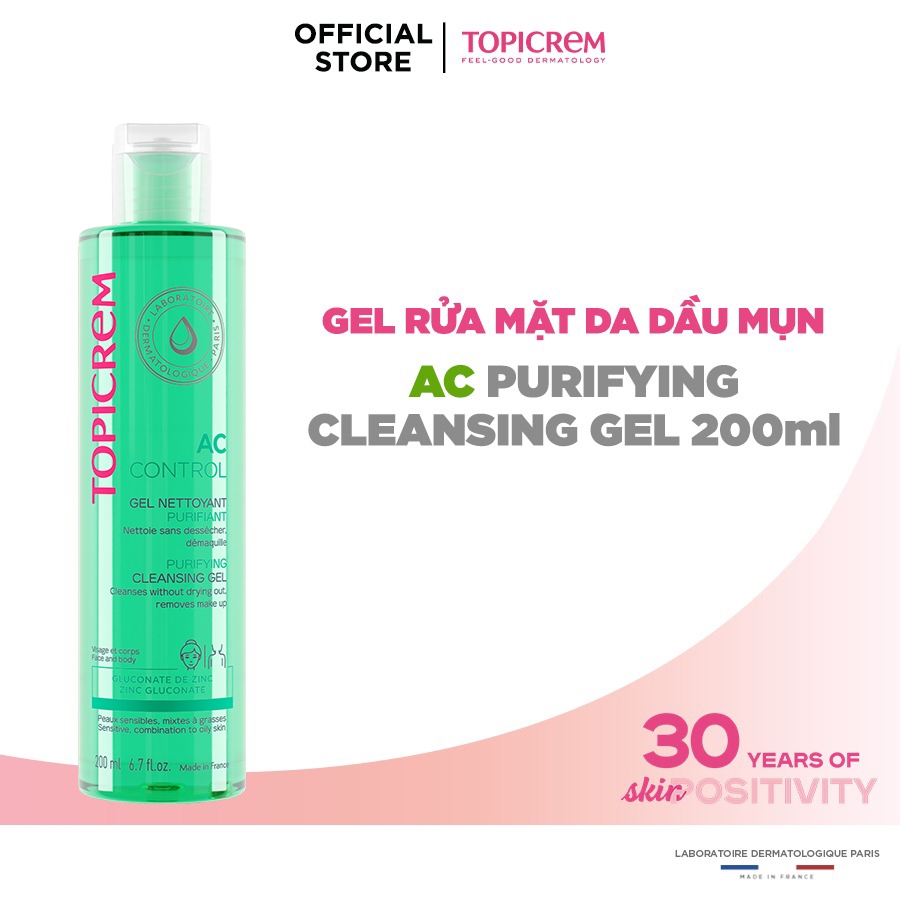 Sữa Rửa Mặt  Topicrem Cho Da (Dầu Mụn/Nhạy Cảm) TOPICREM (AC Purifying/Gentle) Cleansing Gel 200ml/400ml- Dr Thêm