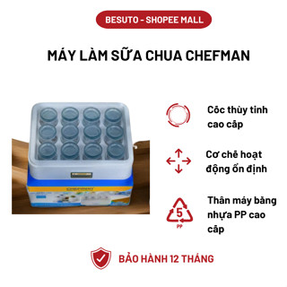Máy làm sữa chua CHEFMAN, làm sữa chua nhanh chóng,cốc thủy tinh an toàn vệ sinh bảo hành 12 tháng