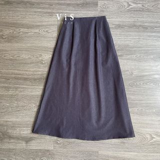 Chân váy denim xanh chữ A dài