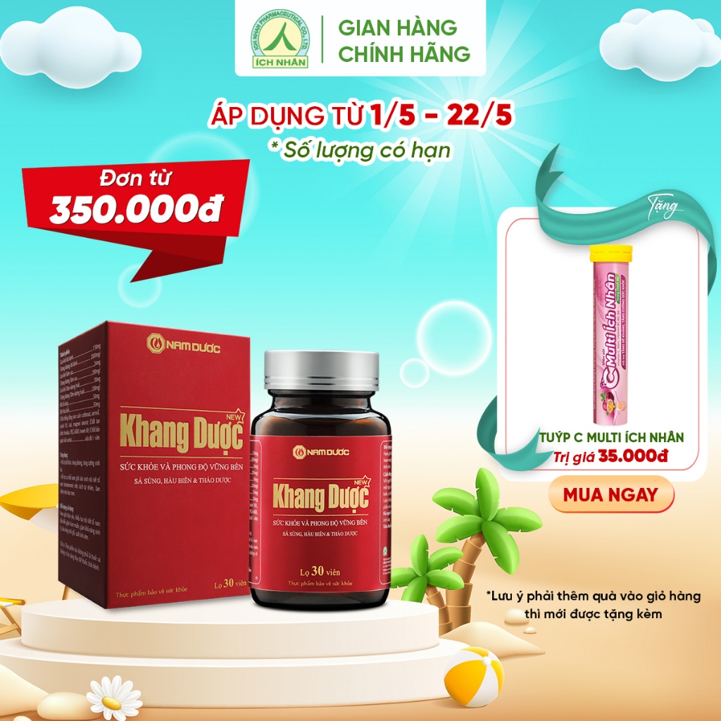 Khang Dược Tăng Cường Sinh Lý Nam, Hàu Biển, Bá Bệnh, Sâm Cau Giúp Bổ Thận Tráng Dương, Bền Bỉ Và Dẻo Dai 30 viên/hộp