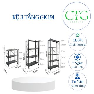 (GVQ store) Kệ Sắt Gấp Đa Năng Sơn Tĩnh Điện Cao Cấp Có Bánh Xe Di Chuyên Tiện Lợi GK19 3 tầng.(GVQ store)