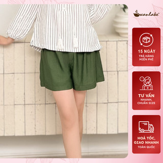 SWANLAKE | Quần Đùi Nữ, Quần Lửng, Quần Short Nữ Ống Rộng Lưng Cao Gài Nút Chất Lụa Hàn Mềm Siêu Hot - Q10687LW01