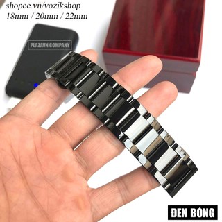 (dây đúc đặc)  Dây đồng hồ thép không gỉ inox 316 model 07 kiểu khóa bấm chống han gỉ (18mm 20mm 22mm)