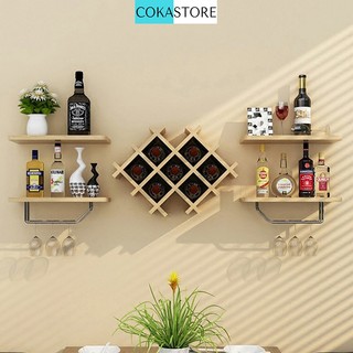 Kệ Rượu Treo Tường COKASTORE Trang Trí Phòng Khách Hiện Đại, Tặng Kèm Phụ Kiện và 2 Giá Treo Ly Cao Cấp (KR06)