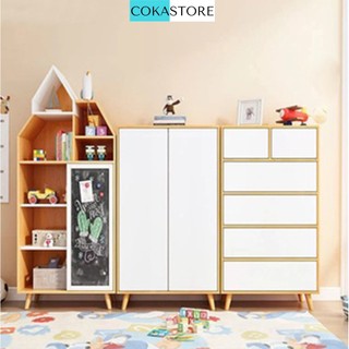 Kệ Tủ Sách COKASTORE Có Ngăn Kéo Gỗ MDF Chống Ẩm Phong Cách Châu Âu Hiện Đại Sang Trọng