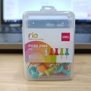 Ghim mũ nhựa nhiều màu Deli 0021 - 35 cái/hộp