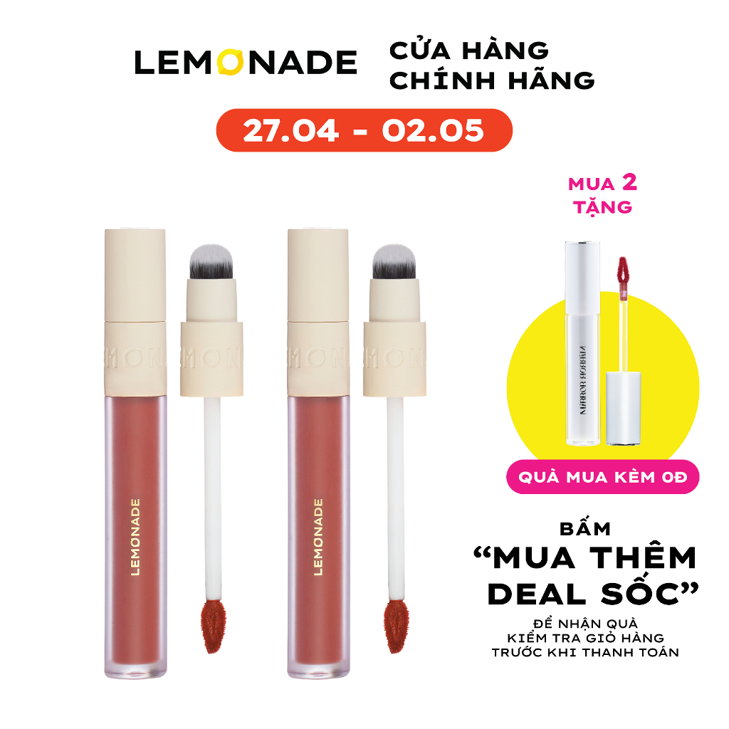 Combo 02 Son kem mịn lì thuần chay Lemonade Perfect Couple Lip 5 Years (3.5gx2)