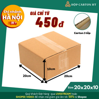 20x20x10 Combo 10 hộp carton, thùng giấy cod gói hàng, hộp bìa carton đóng hàng giá rẻ