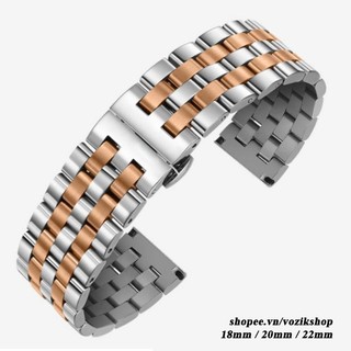 Dây đồng hồ thép không gỉ inox 316 model 04 khóa bấm chống han gỉ (18mm 20mm 22mm)