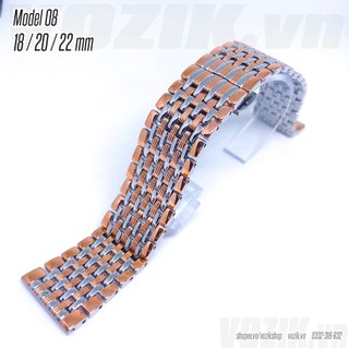 Dây đồng hồ VOZIK thép không gỉ model 08 kiểu khóa bấm (18mm 20mm 22mm)