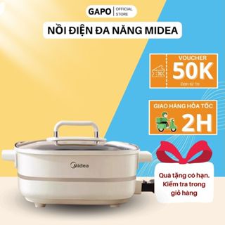 Nồi Lẩu Điện Đa Năng Midea, Nồi Lẩu 2 Ngăn Dung Tích 6 Lít Chống Dính Công Suất 1800W