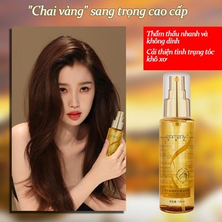 Tinh dầu chăm sóc tóc Tinh chất dưỡng tóc Chăm sóc tóc Thích hợp Tóc chẻ ngọn Tóc rối Uốn tóc Nhuộm tóc Chai vàng 100ml