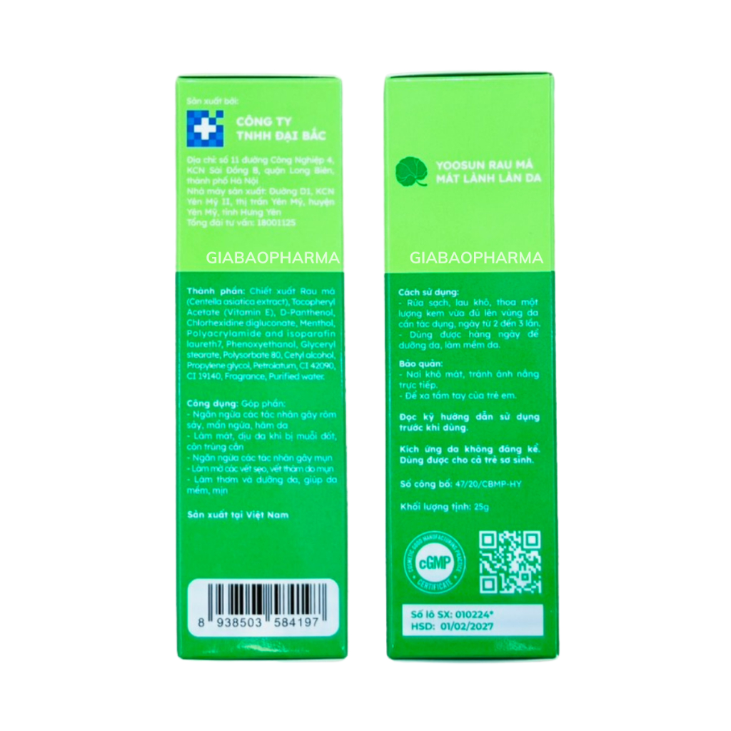 Kem bôi da Yoosun Rau Má giúp làm dịu mẩn ngứa, ngừa mụn, mát da (Tuýp 25g)