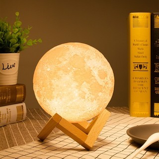 Đèn ngủ để bàn hình mặt trăng, Đèn ngủ LED hình Mặt Trăng 3D decor phòng ngủ dễ thương