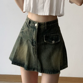 Chân váy jeans nữ cạp cao phối túi nắp - Retrostyle - Jean0603_P0K15